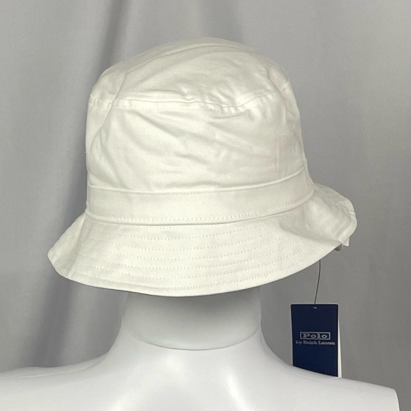 New Small/Medium Polo Ralph Lauren Gray White Spellout Bucket Hat Cap Reversible - Picture 4 of 6